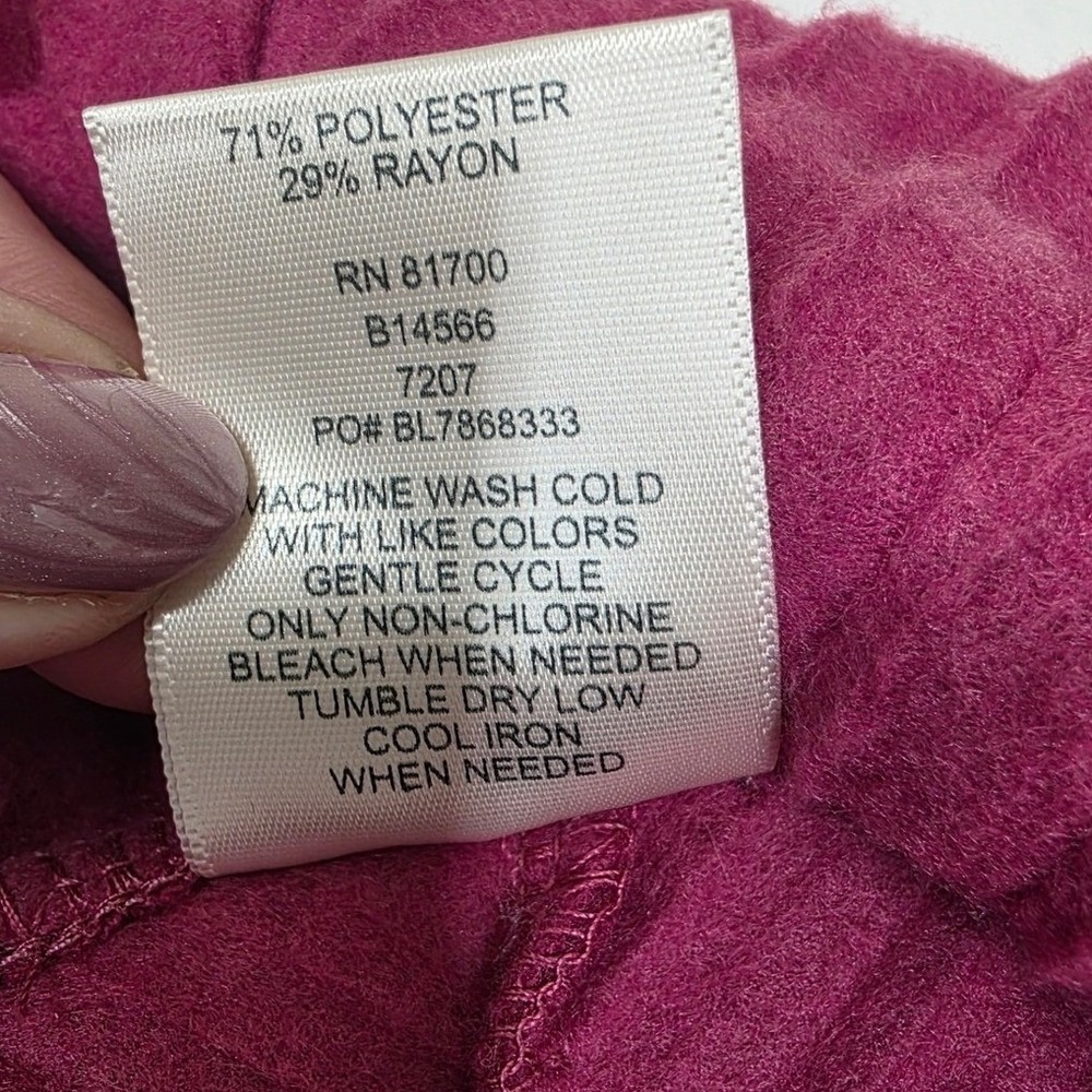 Blair Womens XL Magenta Pink Ribbed Cowl Neck Poncho Sweater Dolman Sleeve - Picture 4 of 7